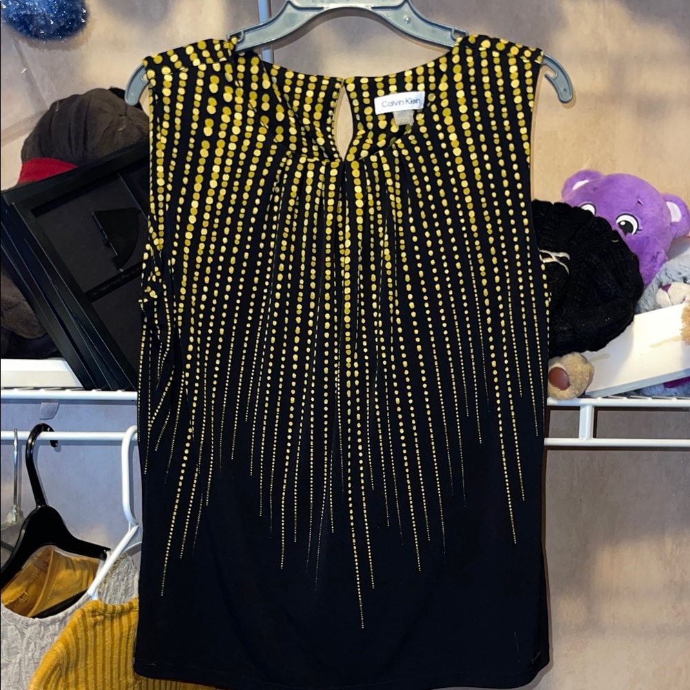 Calvin Klein Women's Black and Gold Blouse